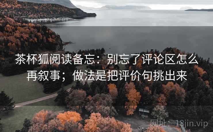 茶杯狐阅读备忘：别忘了评论区怎么再叙事；做法是把评价句挑出来